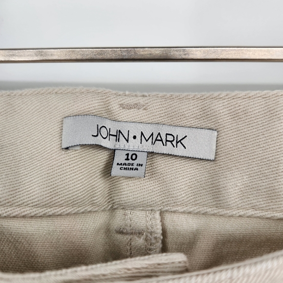 John Mark Embroidered Raw Hem Crop Jean Womens Size 10 Beige Denim - Picture 4 of 6